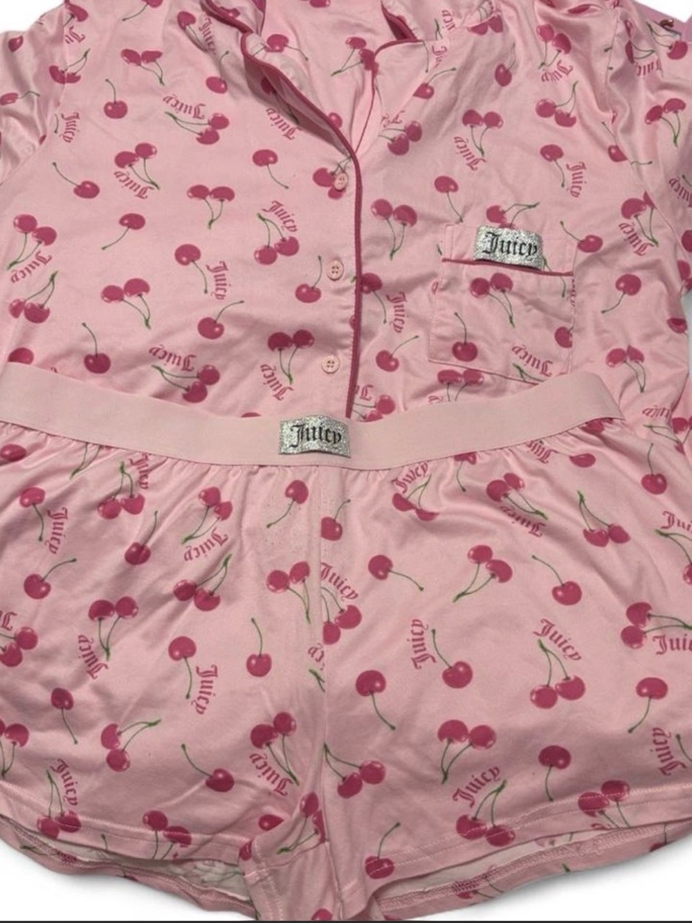 Juicy Couture Pink Cherry Print Pajama Set - Large
